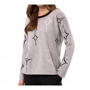 NEW FRENCH KYSS scoop neck diamond sweater in slate/multi